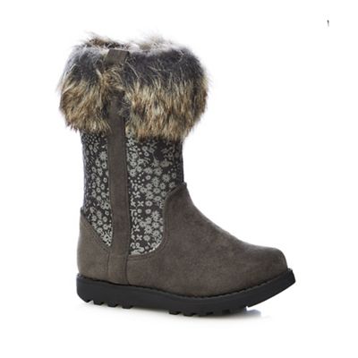bluezoo Girls' grey fur trim boots